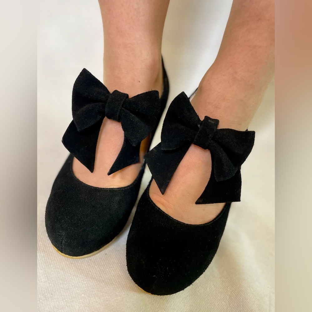 LOLA RAMONE Shoes Denmark ANGIE Size 38 Black Suede Bow 3.5” Heel